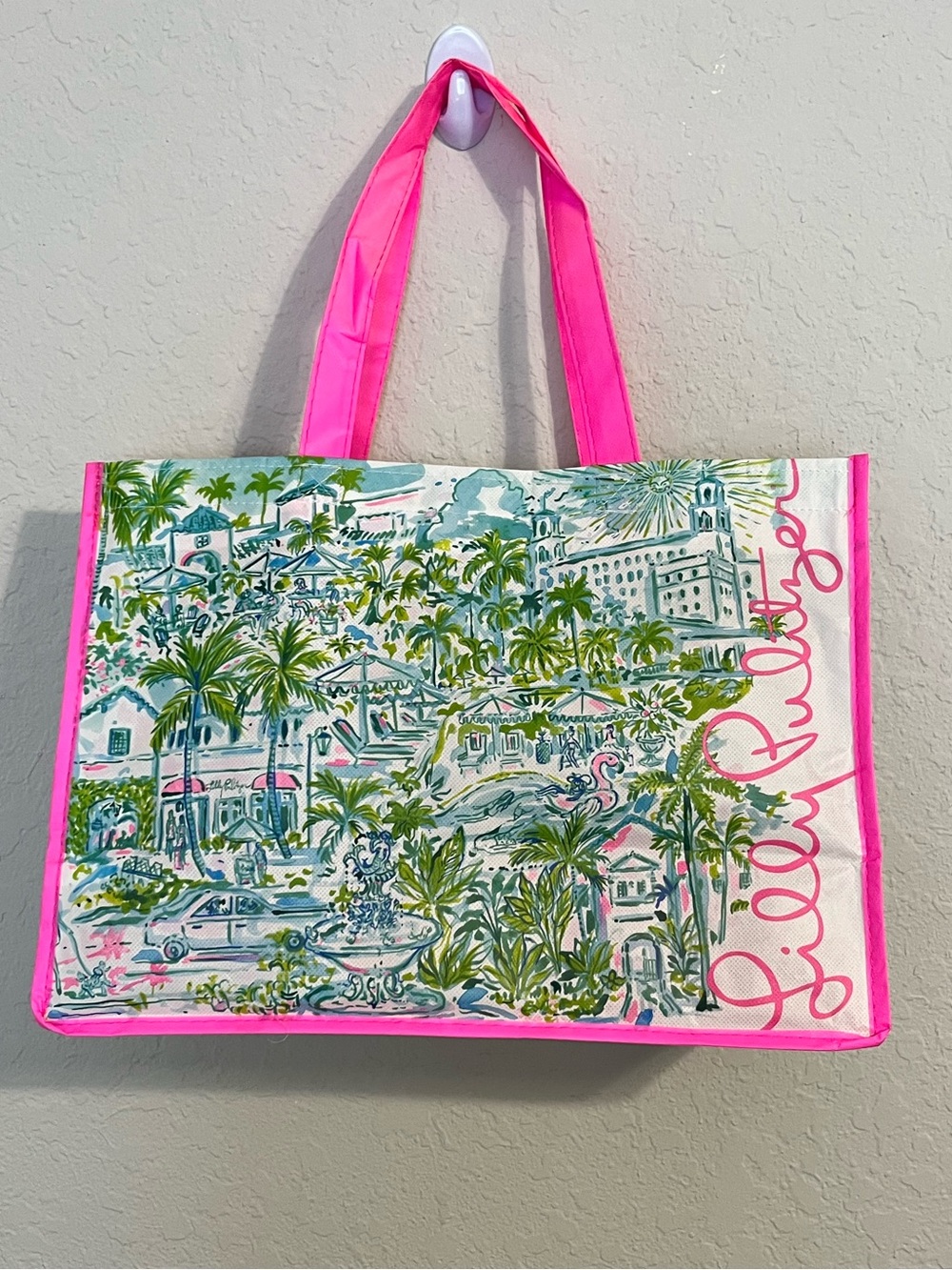 Lilly Pulitzer West Palm Beach The Breakers Tote Bag Flamingo Reusable Shopper